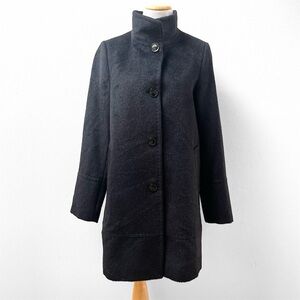NEW Andean Alpaca-Wool Stand Collar Coat in Black, Made in Peru, Women's 6, $795